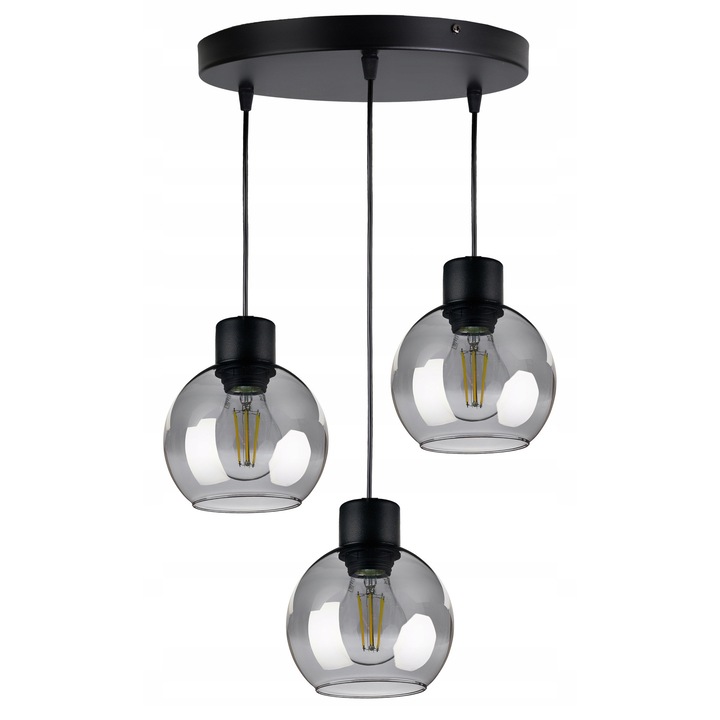 Модерна висяща лампа със стъклен глобус, 3xE27