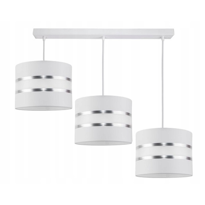 Lampa Suspendata Gala Alba, Lustra cu Abajur, 3xE27