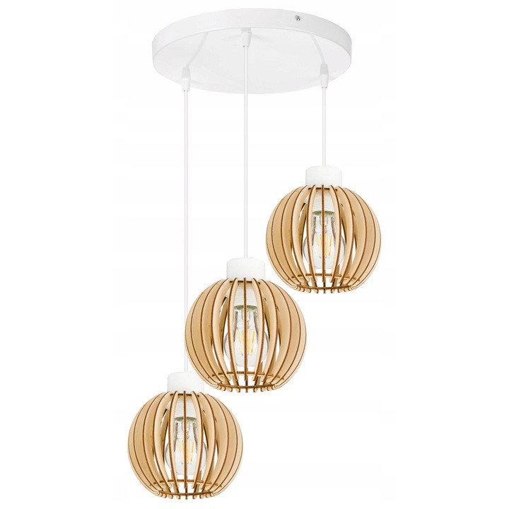 Lampa Suspendata Loft Lemn 3 Steal E27