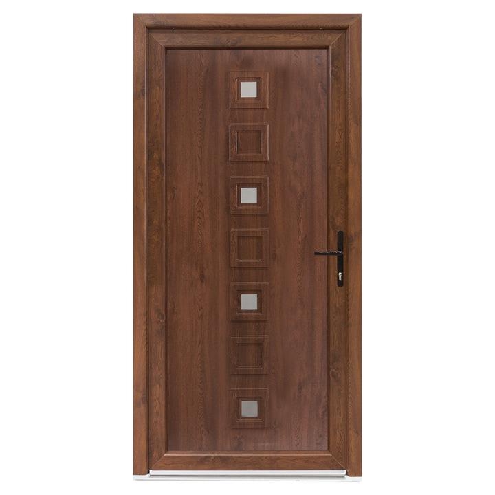 Usa exterior PVC LOLA, 980x2000 mm, deschidere dreapta, alb interior-nuc exterior