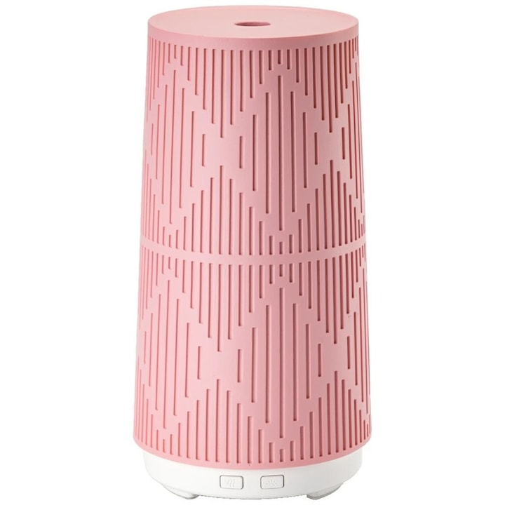Umidificator cu lumina ambientala, design ren, roz, 13x9x9cm