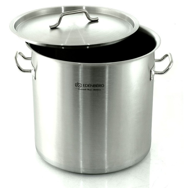 Oala Mare Inox 33L cu Capac, Inalta, Inductie, Profesionala