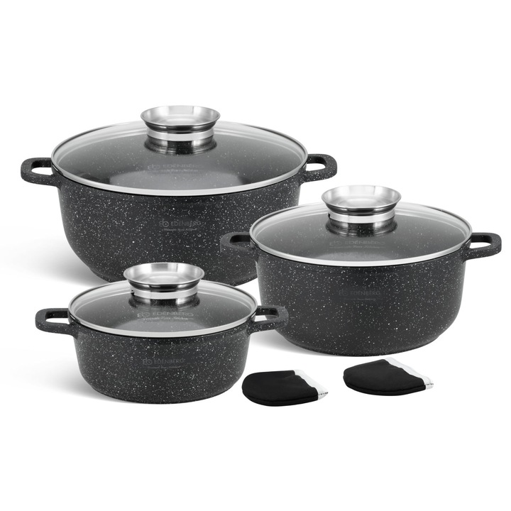 Set oale 6 el. cu strat marmorat, 28x12cm, 24x11,5cm, 20x8,5cm, negru