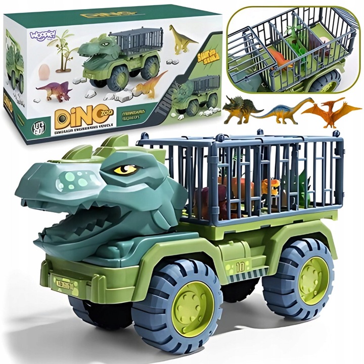 Транспортер T-Rex с 15 фигурки на динозаври, Woopie, 39x21x16cm, пластмаса, за деца над 3 години