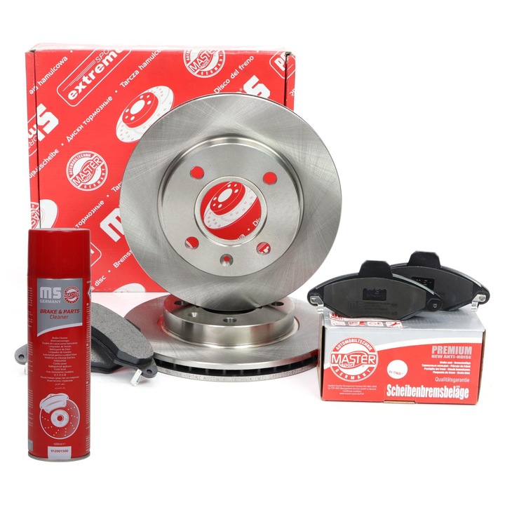 Master-Sport első féktárcsa és fékbetét szett, szellőztetett, 240 mm, 4 lyuk, 1.3-1.8L