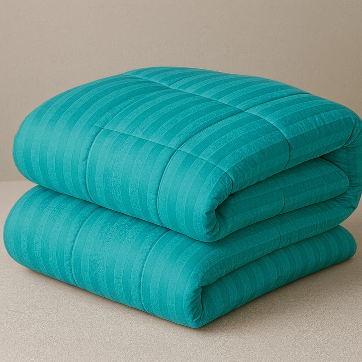 Pilota de iarna matlasata, umplutura 100% lana, tesatura damasc 100% bumbac, turcoaz, 180x210cm