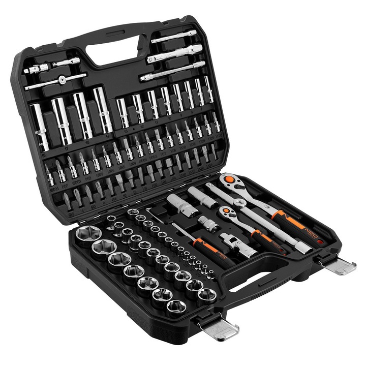 Set Chei Tubulare NEO TOOLS 10-060, 86 Piese, CrV, Cu Valiza