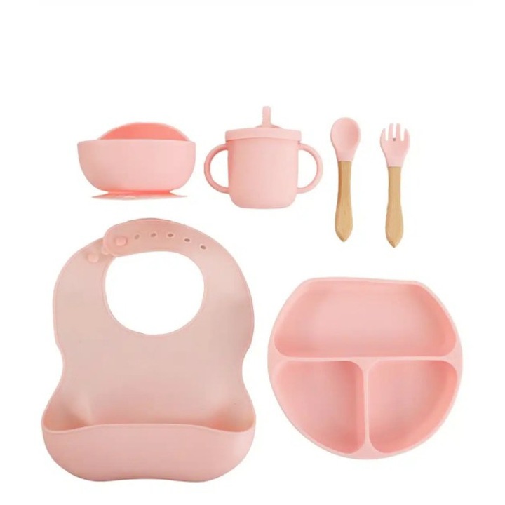 Set 6 piese hranire bebelusi Tea Sports, baveta, farfurie cu ventuza, bol cu ventuza, bleu