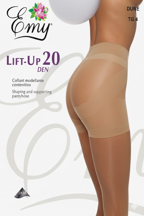 Ciorapi fini cu chilot push-up - Emy Lift-up 20 den, Dune, 4-L