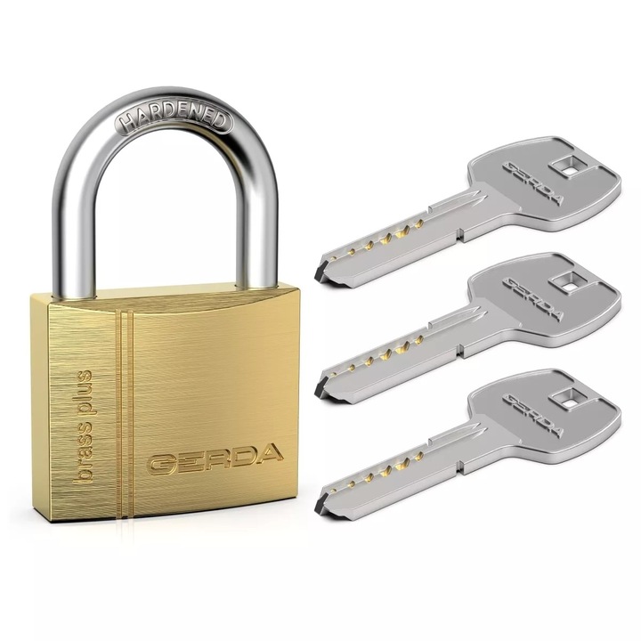 Lacat palak cu 3 chei, Gerda, KMKN S60, 32x37mm, din alama