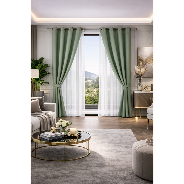 Затъмняваща завеса Atmosphera, 140x260 см, модел Celadon, материал полиестер, цвят зелен Celadon
