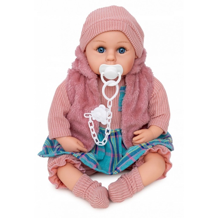 Papusa bebelus Doris Rose, 45 cm, cu corp moale si hainute detasabile, cutie cadou