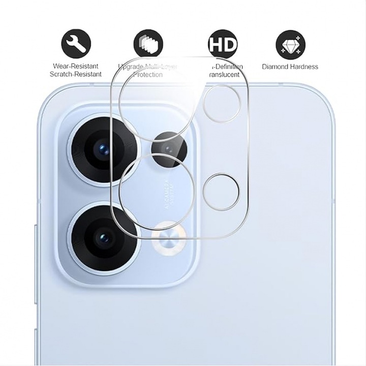 Защитно фолио за обектив на камера, 2 броя, закалено стъкло, прозрачно, 0.33 мм, за OPPO Reno 13 5G