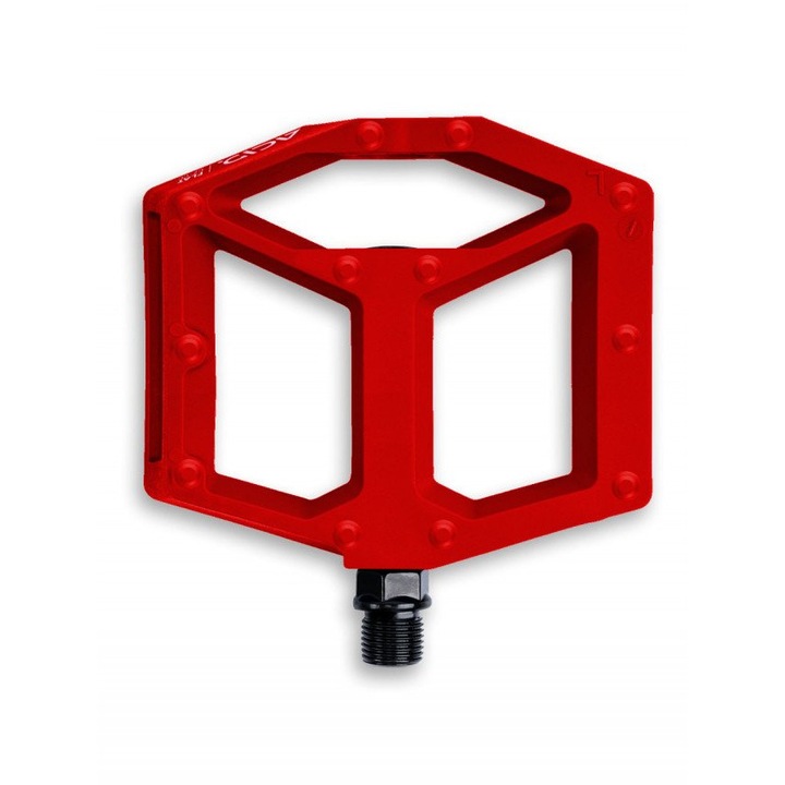 Pedale ACID Flat C2-ZP R, platformă mare, pini antiderapanti, roșu, 115x100x19mm