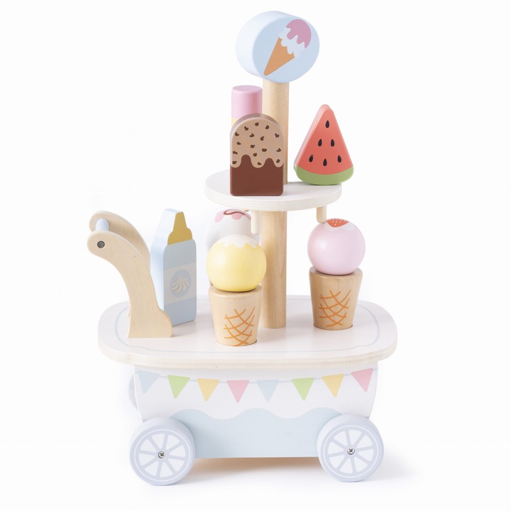 Masina de inghetata din lemn Promis, set cu accesorii, multicolor, 33x30x17cm