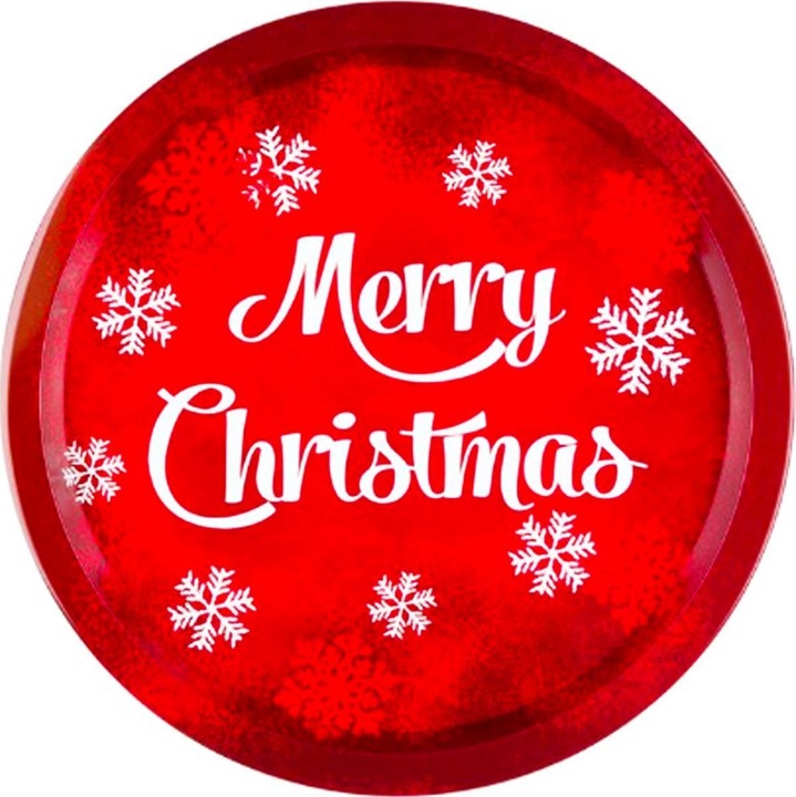 Platou metalic de servire Craciun, 33 cm, decorativ, set