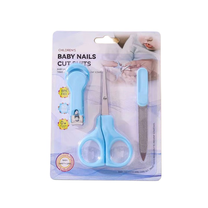 Set Ingrijire Unghii Bebelusi Denn, unghiera, forfecuta, pila, albastru