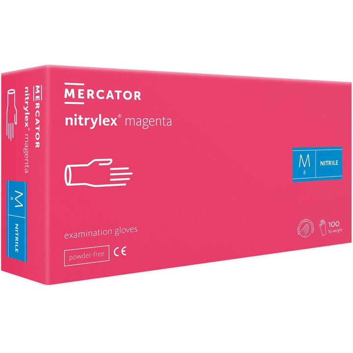 Manusi de unica folosinta, 100 buc, 7/8 - M, magenta, Mercator Medical