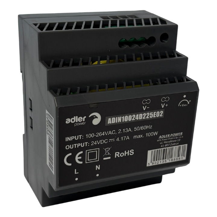 Sursa de alimentare ADIN10024, 24V DC, 100W, montaj pe sina DIN, 70x90x60mm