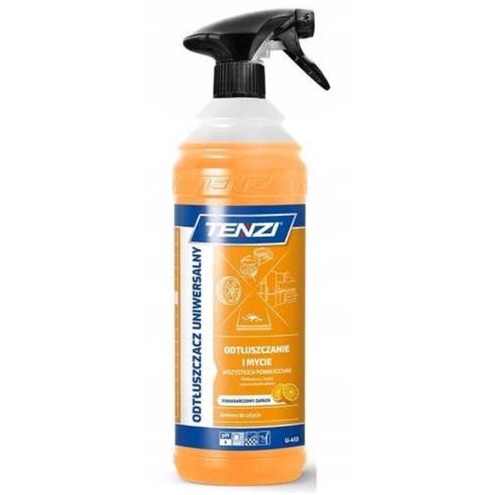 Degresant universal TENZI 1L, eficient pentru suprafete dure si textile, parfum de portocala