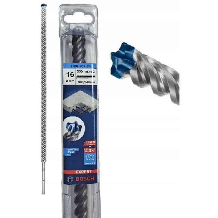 Burghiu Bosch Expert SDS Max 16mm, 800x940mm, pentru beton armat, cap cu 4 taisuri