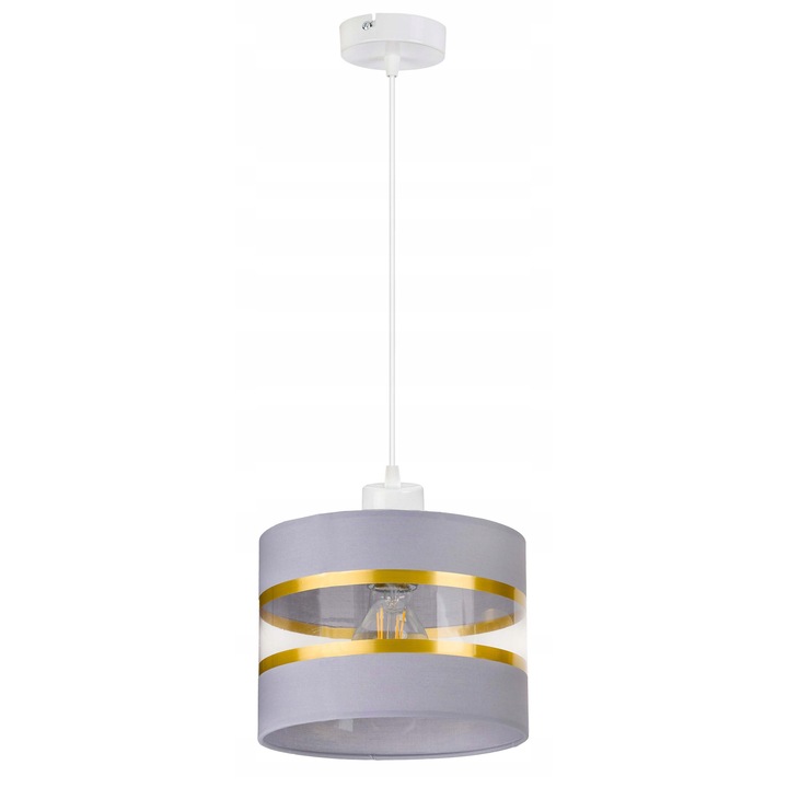 LED-ONE csillár, Arany csíkos lámpaernyő, 1xE27, O 20cm, állítható magasság 100cm-ig, szürke