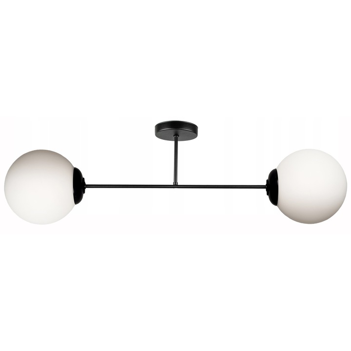 Висяща лампа Loft двойна, сферичен стъклен абажур, 2xE27