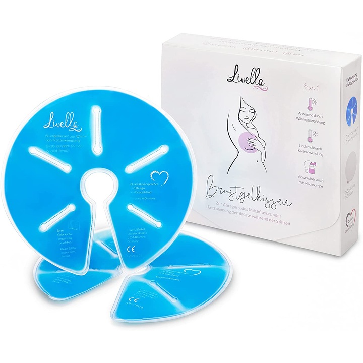 Set 2 comprese gel pentru sani Livella, utilizare cald/rece, non-toxic, fara latex