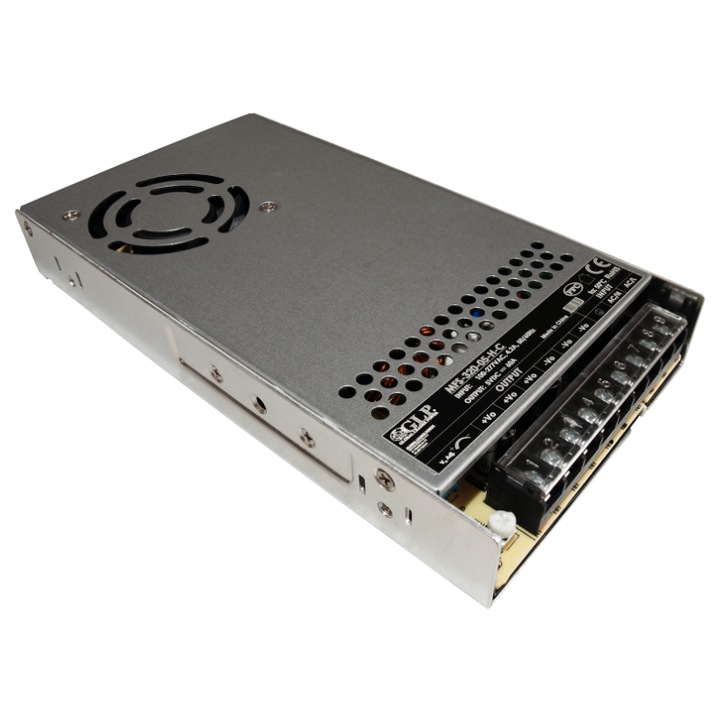 Sursa de alimentare inchisa MFS-320-05-H-C, 5V/60A/300W, PFC, 85-305VAC, 120-430VDC, pentru control acces si supraveghere