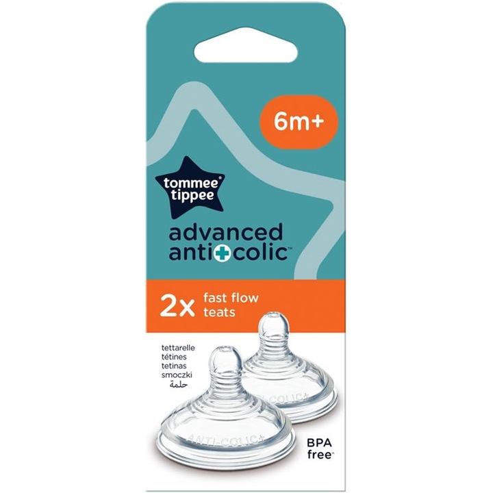 Залъгалка Tommee Tippee, Anti-Colic, комплект 2 броя, 6 месеца+, силикон, без BPA
