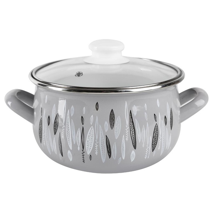 Oala Emailata Emalia Pleszew Autumn Gri 5, 6 L, 24 cm