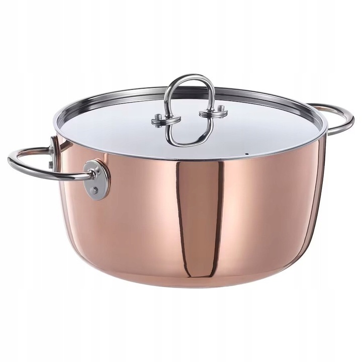 FINMAT IKEA Fazék fedővel, 5L, réz/rozsdamentes acél