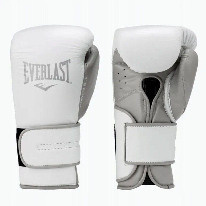 Manusi Box Everlast Albe 16 oz - Piele Naturala, Tehnologie Powerlock