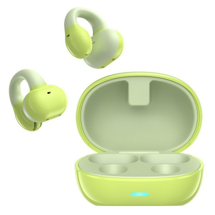 Xo bluetooth fülhallgató sztereo, v5.2, tws, mikrofon, fülre akasztható + töltőtok, világoszöld