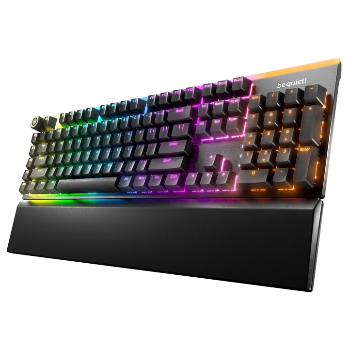 Tastatura mecanica Be quiet! Silent Linear, USB, QWERTY, RGB LED, neagra, dimensiuni 461x212x44mm
