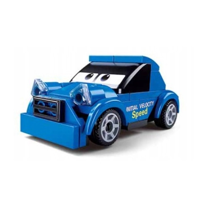 Set Cuburi Constructie Sluban Mini Masina Curse Albastra 49 Piese