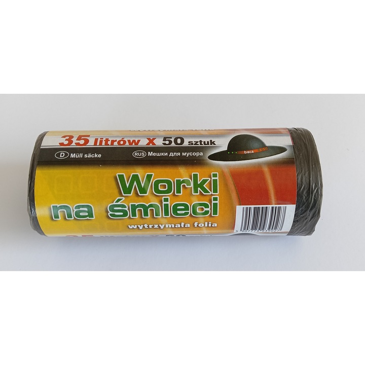 Торби за отпадъци, UN, 35л, комплект 50 броя, 50x60см, черни