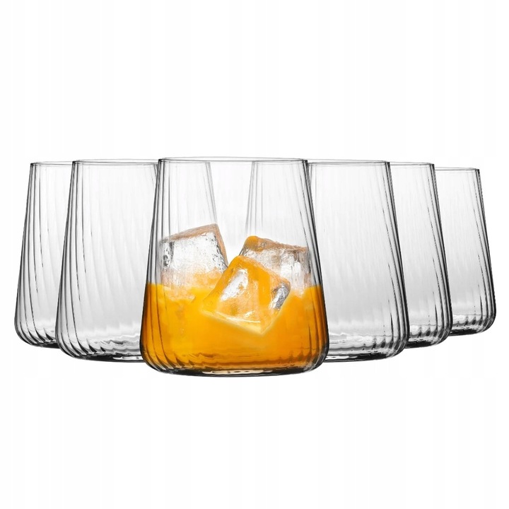 Set 6 pahare Avant-Garde LUMI 430ml, transparent sticla, striata