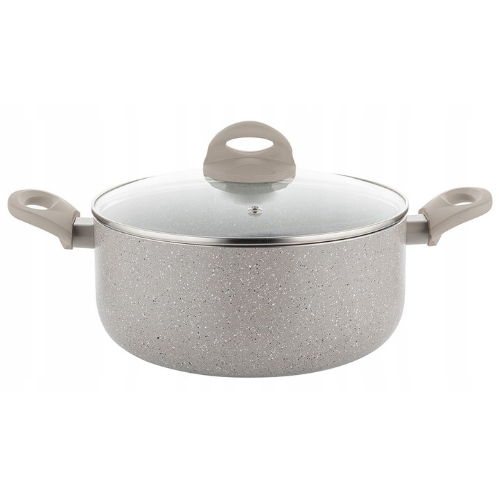 Oala aluminiului Florina Sandy 28cm 7L cu capac, neaderenta, pentru toate tipurile de plite