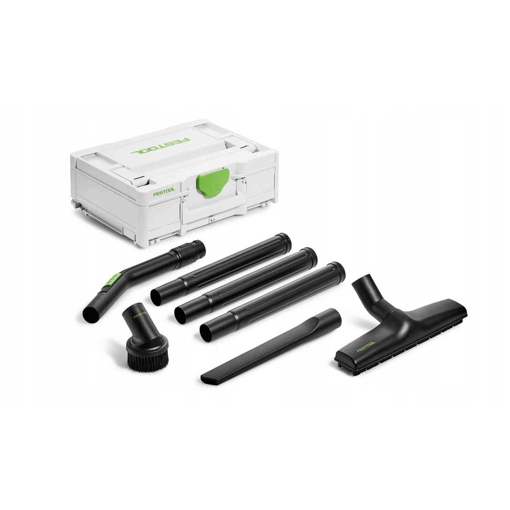 Комплект аксесоари за прахосмукачка Festool RS-ST D 27/36-Plus, дюзи и тръби за почистване на подове и повърхности, за тесни пространства, със Systainer SYS3 M, черен