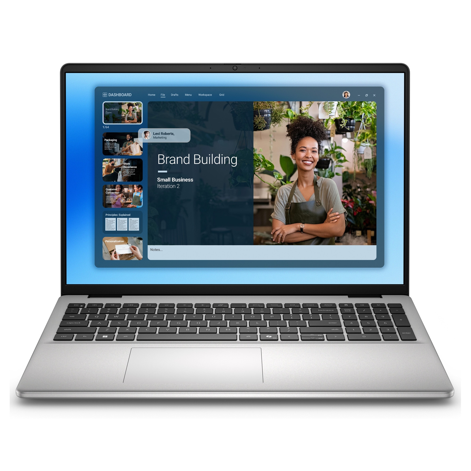 Laptop DELL 16" Full HD+, Intel Core 7, 32 GB, 1 TB SSD, Platina