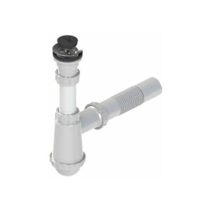 Сифон за мивка с 1 отделение, УН, пластмасова цедка, гума
