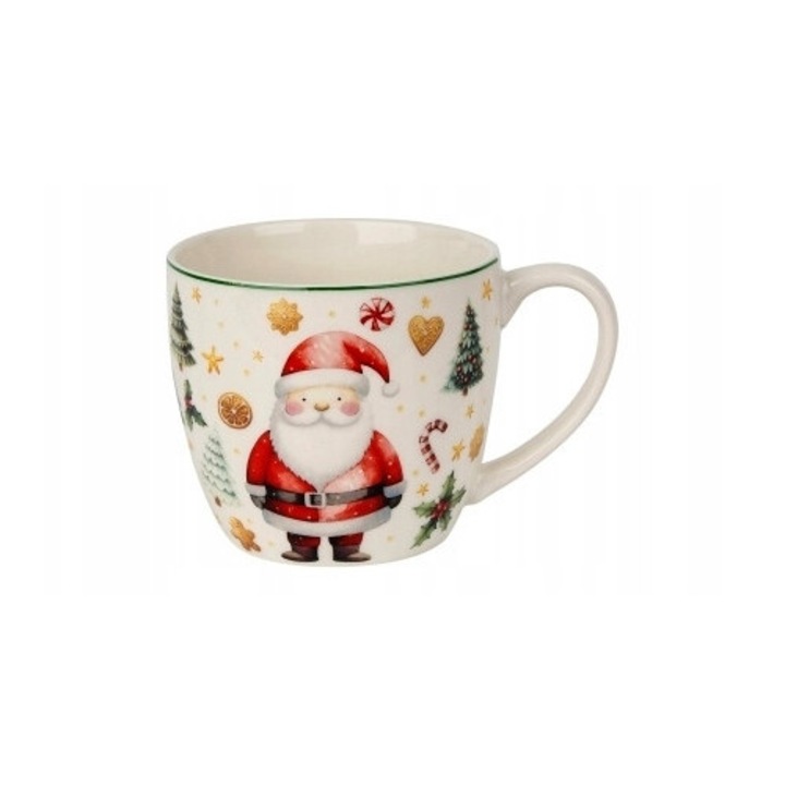 Cana Craciun Mos Craciun 430ml din Portelan, cu Cosulet
