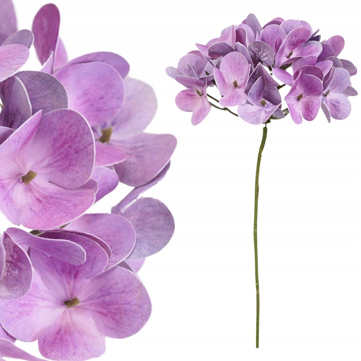 Hortensie Artificiala Violet Real Touch Premium, 34 cm