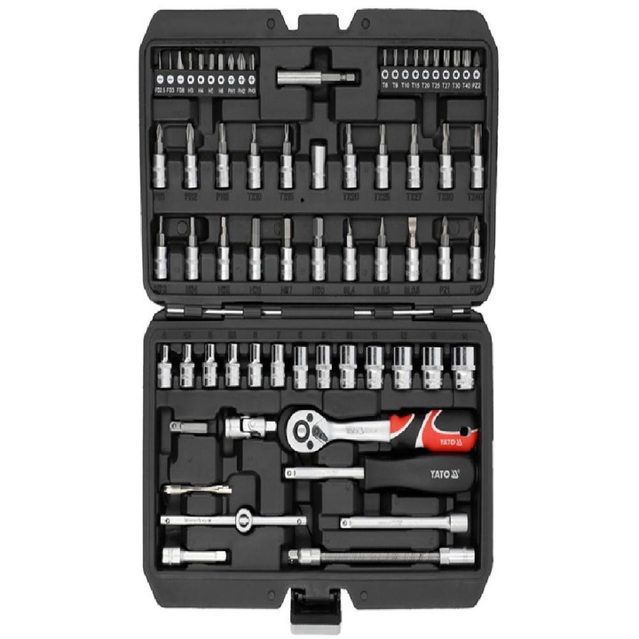 Trusa tubulare si biti, 68 piese, prindere 1/4"