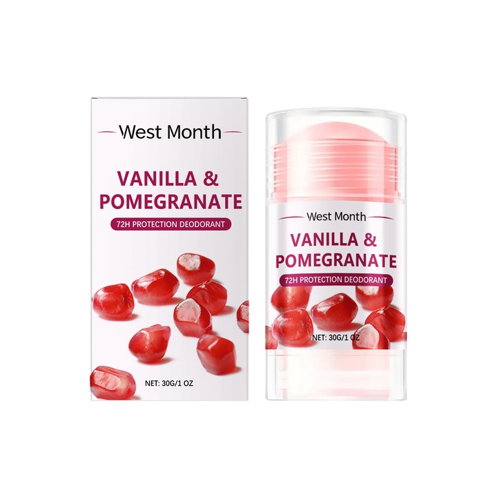 Deodorant delicat pentru indepartarea mirosurilor, racoritor si nelipicios vara, aroma de rodie, 30g