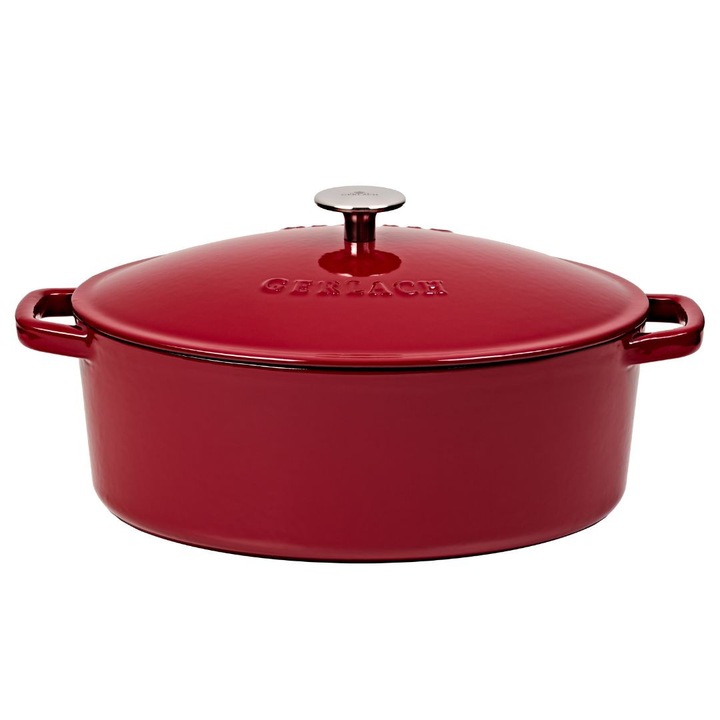 Oala din fonta Gerlach NATUR IRON 5.5L, bordeu, pentru toate plitele