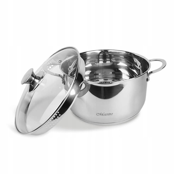 Oala Inox 18 cm, 2.0 L, cu Capac Scurgere, Maestro