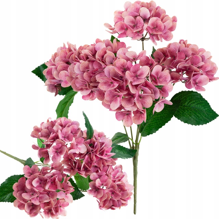 Buchet Hortensii Roz - 5 Flori Artificiale Real Touch, Decoratiuni