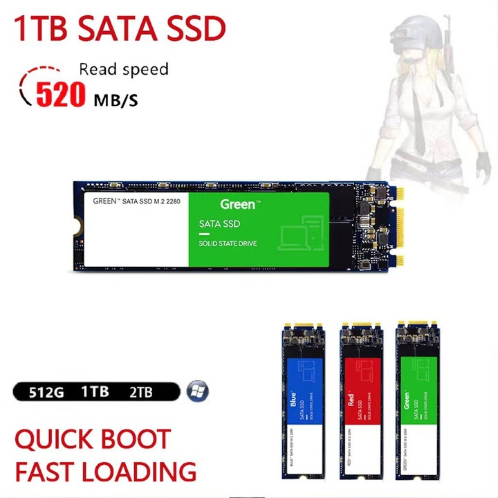 SSD M.2 512GB, висока скорост, цвят zld